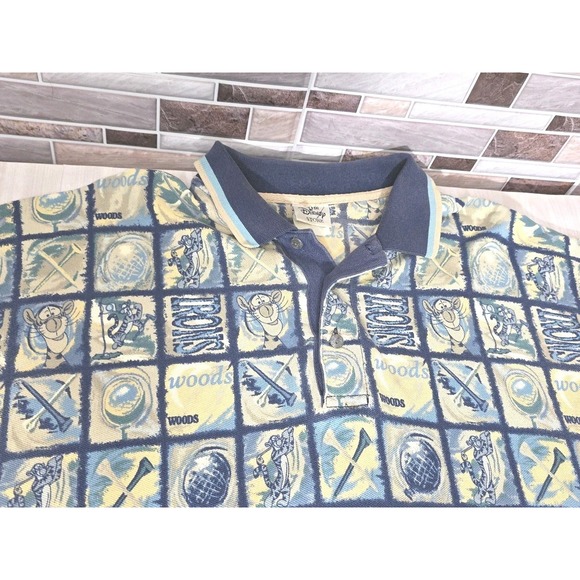 Disney Other - Vintage Disney Tigger Golf Polo – Checkered 'Woods' & 'Irons' – Men's Large 90's